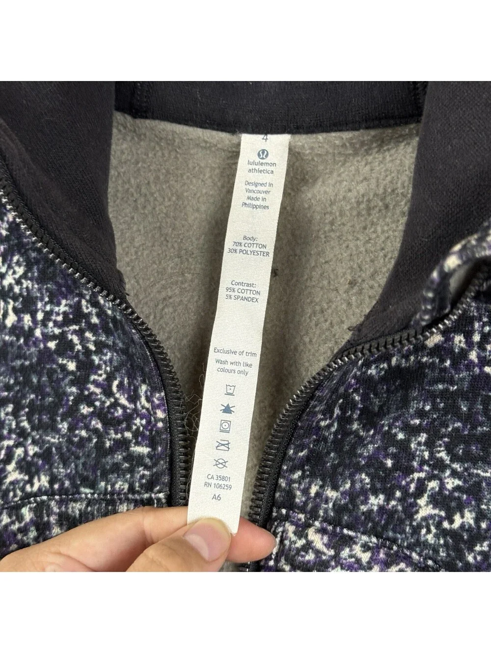 Lululemon Women’s Scuba Full Zip Hoodie Speckled Floral Size 4 Fleece Fitted Rlx